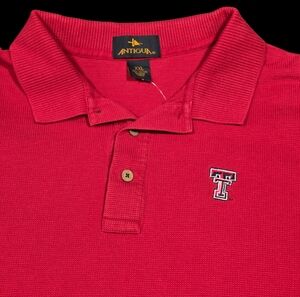 Texas Tech Polo Shirt Antigua 2XL Red Short Sleeve College Casual Office Logo